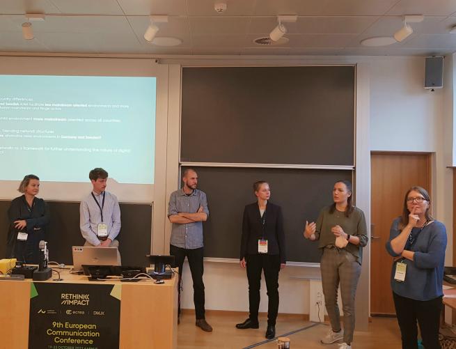 The presenters from the panel answer questions from the audience at ECREA 2022 in Aarhus.