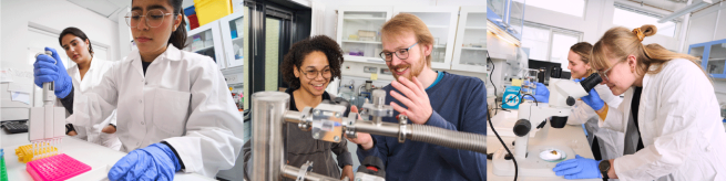 Students at Science at Roskilde University working in the labs