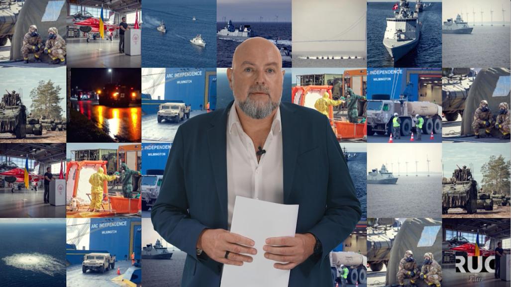 Rasmus Dahlberg med billedcollage af eksempler på resiliens i baggrunden 