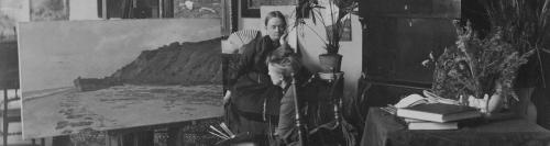 Mary Steen: Kunstnerne Emilie Mundt og Marie Luplau i deres hjem på Frederiksberg, 1885.