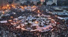 Large group of people assembled on Tahrir Square in Cairo, Egypt