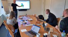 The AlterPublics team presenting a network analysis to professor in media and communication Kristoffer Holt from the Linnæus University, Sweden.