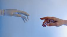 Human hand and robot hand 