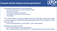 Slide titled 'Unequal climate impacts across generations'